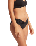 The Seafolly Womens Collective Twist Band Hipster Bikini Bottoms in Black