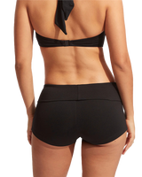 The Seafolly Womens Collective Roll Top Boy Leg Bikini Bottoms in Black