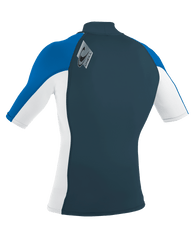 The O'Neill Boys Premium Skins Turtleneck Rash Vest in Cadet Blue, White & Ocean