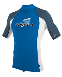 The O'Neill Boys Premium Skins Turtleneck Rash Vest in Ocean, White & Copen Blue