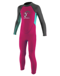 Girls Reactor-2 2mm Back Zip Wetsuit in Berry, Light Aqua & Graphite