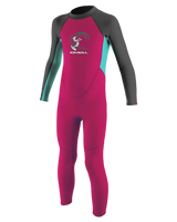 Girls Reactor-2 2mm Back Zip Wetsuit in Berry, Light Aqua & Graphite