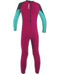 Girls Reactor-2 2mm Back Zip Wetsuit in Berry, Light Aqua & Graphite