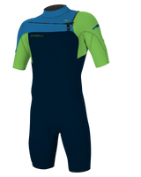 The O'Neill Mens Hammer 2mm Chest Zip Shorty Wetsuit in Abyss, DayGlo & Ocean