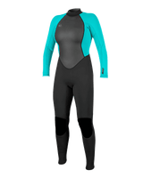 The O'Neill Womens Reactor-2 3/2mm Back Zip Wetsuit in Black & Light Aqua