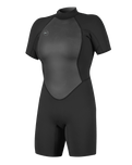 The O'Neill Womens Womens Reactor-2 2mm Back Zip Shorty Wetsuit in Black