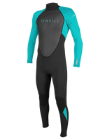 The O'Neill Girls Reactor-2 3/2mm Back Zip Wetsuit in Black & Light Aqua