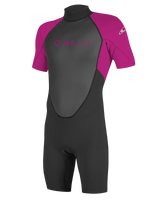 The O'Neill Girls Reactor-2 2mm Back Zip Shorty Wetsuit in Black & Berry