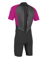 The O'Neill Girls Reactor-2 2mm Back Zip Shorty Wetsuit in Black & Berry