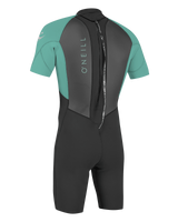 The O'Neill Girls Reactor-2 2mm Back Zip Shorty Wetsuit in Black & Light Aqua