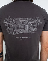 The Salt Water Seeker Mens Cabin T-Shirt in Faded Black