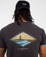 The Salt Water Seeker Mens Golden T-Shirt in Faded Black