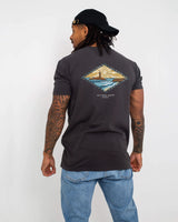 The Salt Water Seeker Mens Golden T-Shirt in Faded Black