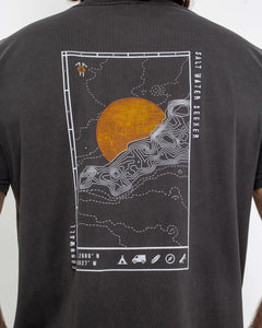 The Salt Water Seeker Mens Map 2.0 T-Shirt in Faded Black