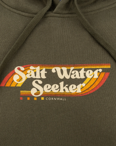 The Salt Water Seeker Mens Logo Hoodie in Green
