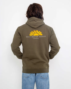 The Salt Water Seeker Mens Good Vibes Hoodie in Army