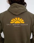 The Salt Water Seeker Mens Good Vibes Hoodie in Army