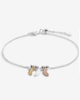 Three Tone Feathers Anklet in Silver