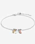 Three Tone Feathers Anklet in Silver