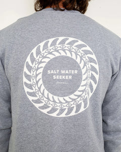 The Salt Water Seeker Mens Fins Sweatshirt in Athletic Grey