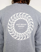 The Salt Water Seeker Mens Fins Sweatshirt in Athletic Grey