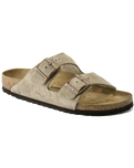 The Birkenstock Womens Arizona Suede Leather Sandals in Taupe