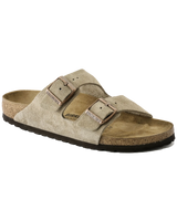 The Birkenstock Womens Arizona Suede Leather Sandals in Taupe