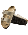 The Birkenstock Womens Arizona Suede Leather Sandals in Taupe