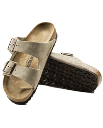 The Birkenstock Womens Arizona Suede Leather Sandals in Taupe