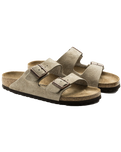 The Birkenstock Womens Arizona Suede Leather Sandals in Taupe