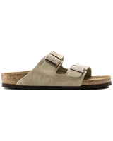 The Birkenstock Womens Arizona Suede Leather Sandals in Taupe