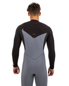 The O'Neill Mens Hyperfreak 4/3mm Chest Zip Wetsuit in Smoke & Raven