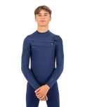 The O'Neill Mens HyperFreak 5/4mm+ Chest Zip Wetsuit in Navy