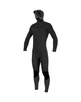 The O'Neill Mens HyperFreak 4/3mm+ Hooded Chest Zip Wetsuit in Black