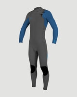 Boys HyperFreak 4/3mm+ Chest Zip Wetsuit in Graphite, Smoke & Bali Blue