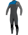 Boys HyperFreak 4/3mm+ Chest Zip Wetsuit in Graphite, Smoke & Bali Blue