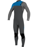 Boys HyperFreak 4/3mm+ Chest Zip Wetsuit in Graphite, Smoke & Bali Blue