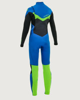 Boys Epic 3/2mm Chest Zip Wetsuit (2022) in Ocean, Black & DayGlo