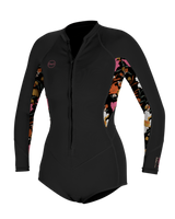 The O'Neill Womens Bahia 2mm Front Zip Spring Wetsuit in Black, Blue & Black