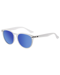 Racoon Polarised Sunglasses in Satin Crystal Grey & Blue Mirror