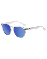 Racoon Polarised Sunglasses in Satin Crystal Grey & Blue Mirror