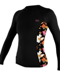 The O'Neill Sideprint Long Sleeve Rash Vest in Black & Bluemchen