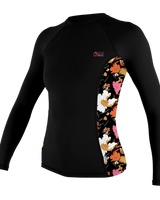 The O'Neill Sideprint Long Sleeve Rash Vest in Black & Bluemchen