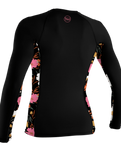 The O'Neill Sideprint Long Sleeve Rash Vest in Black & Bluemchen