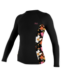 Side Print Long Sleeve Rash Vest in Black & Bluemchen