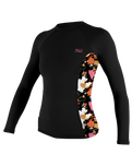 Side Print Long Sleeve Rash Vest in Black & Bluemchen