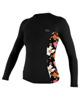 Side Print Long Sleeve Rash Vest in Black & Bluemchen