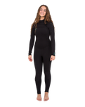 The O'Neill Womens Ninja 5/4mm Chest Zip Wetsuit (2022) in Black