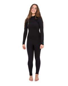 The O'Neill Womens Ninja 5/4mm Chest Zip Wetsuit (2022) in Black