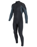 The O'Neill Mens Hyperfreak Fire 5/4mm+ Back Zip Wetsuit in Black & Cadet Blue